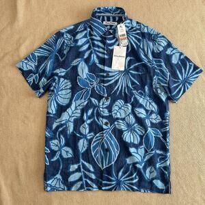 NEW $125 Tommy Bahama Silk Hawaiian Short Sleeve Button Up Shirt Small